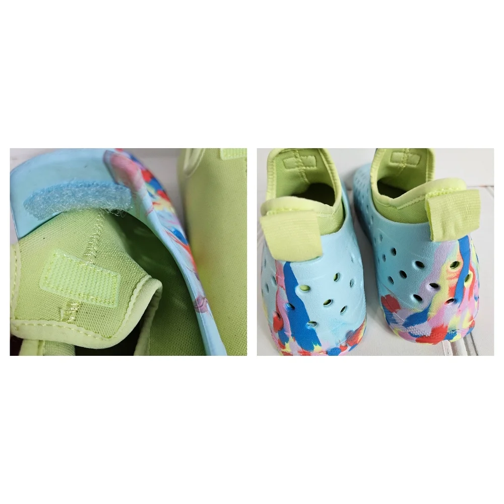 Hunter Kids Water Shoes Size 36 Original Lightweight Marble Blue Yellow Slip On